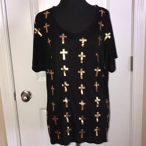 Black and gold cross blouse